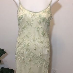 Scala VINTAGE Silk Green Beaded Dress /Jacket  LG